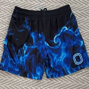 Boys mesh Overtime Blue and Black Graphic Shorts